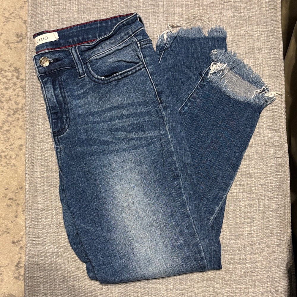 Cello Distressed Blue Ankle Jeans